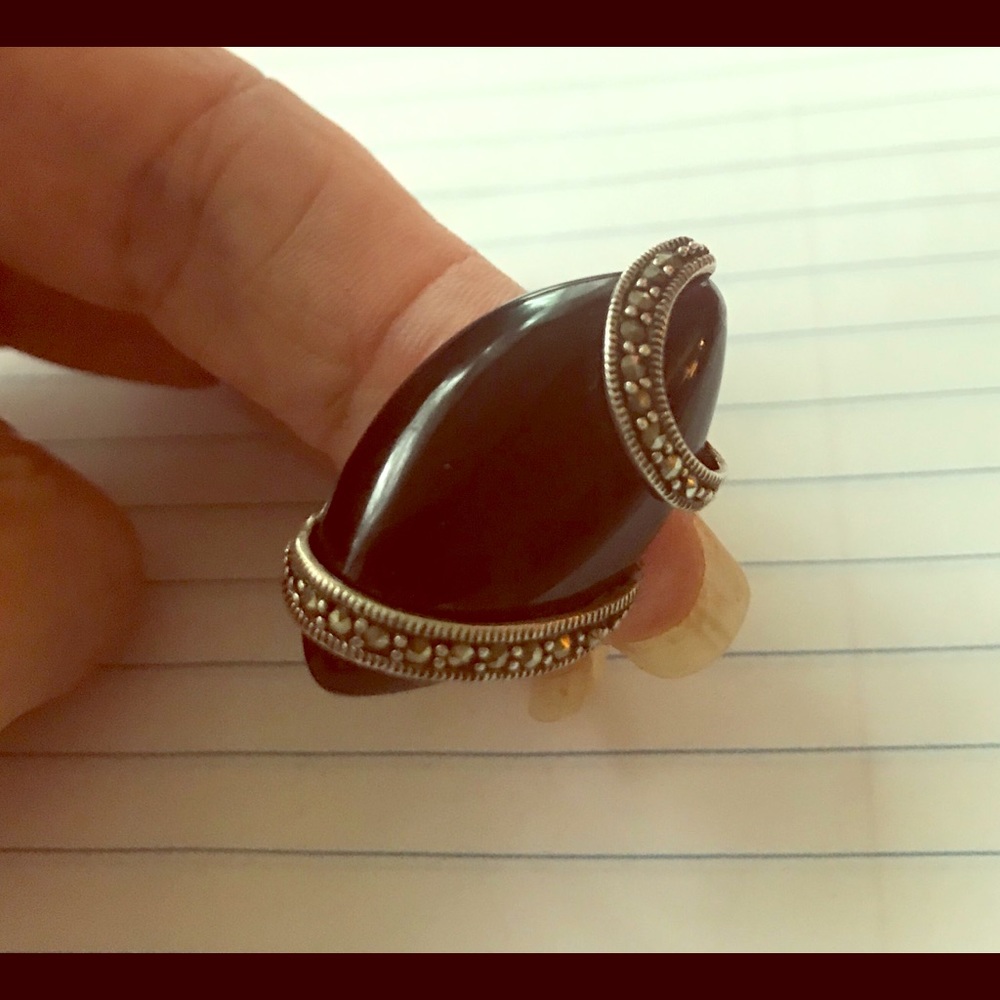 Black Onyx Marcasite Ring